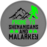 PRONE TO SHENANIGANS SASQUATCH SILVER CARBON FIBER TIRE COVER