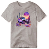PURPLE JEEP DESERT SUNSET GRAY T SHIRT