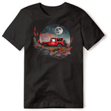 RED JEEP FULL MOON BLACK T SHIRT