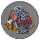 SCARY PUMPKINS WITH HALLOWEEN ZOMBIE SILVER CARBON FIBER TIRE COVER