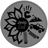 SUNFLOWER JEEP GIRL SILVER CARBON FIBER TIRE COVER