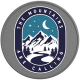 THE MOUNTAINS ARE CALLING SILVER CARBON FIBER TIRE COVER