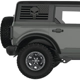 TRANSPARENT AMERICAN FLAG PUNISHER SKULL QUARTER WINDOW DECAL FITS 2021+ FORD BRONCO 4 DOOR HARD TOP