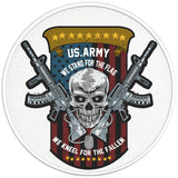 Us Army Skull And Guns Pearl White Carbon Fiber Tire Cover
