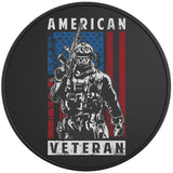 US VETERAN AMERICAN FLAG BLACK TIRE COVER