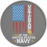 VETERAN OF THE UNITED STATES NAVY SILVER CARBON FIBER TIRE COVER