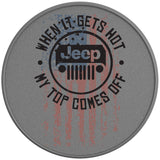 WHEN IT GETS HOT MY TOP COMES OFF SILVER CARBON FIBER TIRE COVER