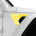 YELLOW AND WHITE US FLAG FENDER VENT DECAL FITS 2018+ JEEP WRANGLER & GLADIATOR PASSENGER SIDE