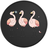 3 PINK FLAMINGOS BLACK TIRE COVER