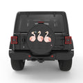 3 PINK FLAMINGOS PEARL  WHITE CARBON FIBER TIRE COVER