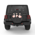 3 PINK FLAMINGOS BLACK CARBON FIBER TIRE COVER