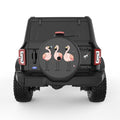 3 PINK FLAMINGOS BLACK CARBON FIBER TIRE COVER