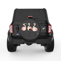 3 PINK FLAMINGOS BLACK TIRE COVER