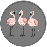 3 PINK FLAMINGOS SILVER CARBON FIBER TIRE COVER