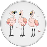 3 PINK FLAMINGOS WHITE TIRE COVER