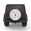 3 PINK FLAMINGOS SILVER CARBON FIBER TIRE COVER
