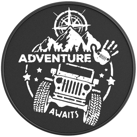 ADVENTURE AWAITS PEARL  WHITE CARBON FIBER TIRE COVER