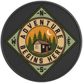 ADVENTURE BEGINS HERE BLACK CARBON FIBER TIRE COVER