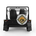 ADVENTURE BEGINS HERE SILVER CARBON FIBER TIRE COVER FOR MOKE