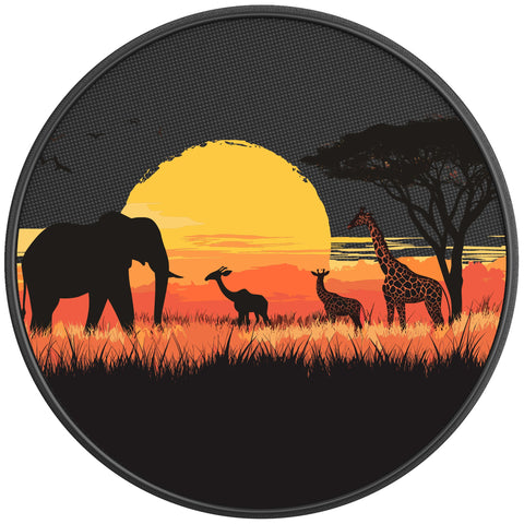 AFRICAN WILDLIFE PEARL  WHITE CARBON FIBER TIRE COVER