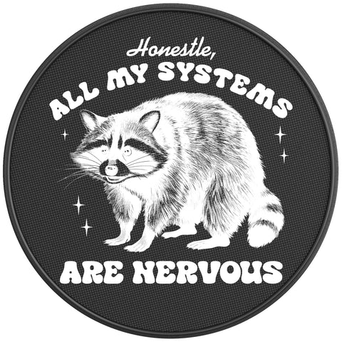 ALL MY SYSTEMS ARE NERVOUS BLACK CARBON FIBER TIRE COVER