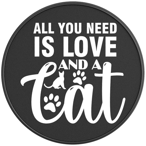 ALL YOU NEED IS LOVE AND A CAT PEARL  WHITE CARBON FIBER TIRE COVER