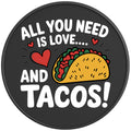 ALL YOU NEED IS LOVE AND TACOS PEARL  WHITE CARBON FIBER TIRE COVER