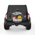 ALL YOU NEED IS LOVE AND TACOS BLACK CARBON FIBER TIRE COVER