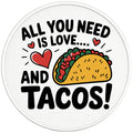 ALL YOU NEED IS LOVE AND TACOS PEARL  WHITE CARBON FIBER TIRE COVER