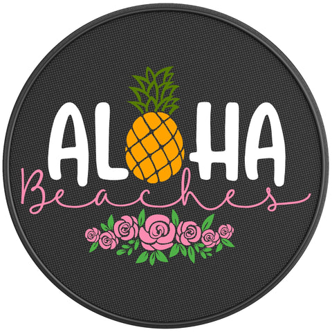 ALOHA BEACHES BLACK CARBON FIBER TIRE COVER