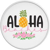 ALOHA BEACHES WHITE TIRE COVER