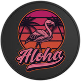 ALOHA FLAMINGO BLACK TIRE COVER