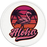 ALOHA FLAMINGO PEARL  WHITE CARBON FIBER TIRE COVER
