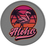 ALOHA FLAMINGO SILVER CARBON FIBER TIRE COVER