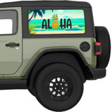 ALOHA SUMMER BEACH QUARTER WINDOW DECAL FITS 2018+ JEEP WRANGLER 2 DOOR HARD TOP JL