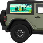 ALOHA SUMMER BEACH QUARTER WINDOW DECAL FITS 2011-2018 JEEP WRANGLER 2 DOOR HARD TOP JK