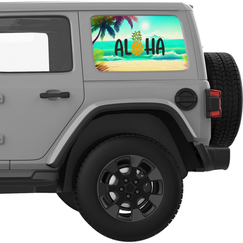 ALOHA SUMMER BEACH QUARTER WINDOW DECAL FITS 2018+ JEEP WRANGLER 4 DOOR HARD TOP JLU