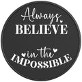 ALWAYS BELIEVE IN THE IMPOSSIBLE BLACK CARBON FIBER TIRE COVER