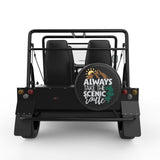 ALWAYS TAKE THE SCENIC ROUTE BLACK CARBON FIBER TIRE COVER FOR MOKE