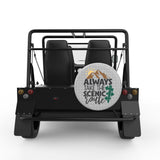 ALWAYS TAKE THE SCENIC ROUTE SILVER CARBON FIBER TIRE COVER FOR MOKE