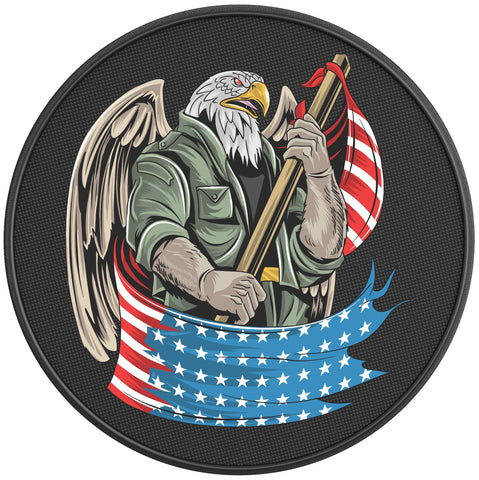 AMERICAN EAGLE ARMY SOLDIER BLACK CARBON FIBER TIRE COVER