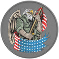 AMERICAN EAGLE ARMY SOLDIER SILVER CARBON FIBER TIRE COVER