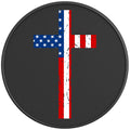 AMERICAN FLAG CROSS BLACK CARBON FIBER TIRE COVER