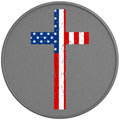 AMERICAN FLAG CROSS SILVER CARBON FIBER TIRE COVER