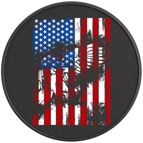 AMERICAN FLAG EAGLE PEARL  WHITE CARBON FIBER TIRE COVER