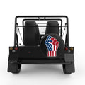 AMERICAN FLAG FIST BLACK TIRE COVER FOR MOKE