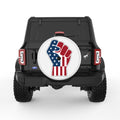 AMERICAN FLAG FIST WHITE TIRE COVER