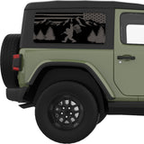AMERICAN FLAG SASQUATCH QUARTER WINDOW DECAL FITS 2011-2018 JEEP WRANGLER 2 DOOR HARD TOP JK