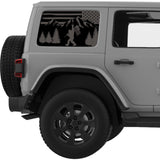 AMERICAN FLAG SASQUATCH QUARTER WINDOW DECAL FITS 2011-2018 JEEP WRANGLER 4 DOOR HARD TOP JKU