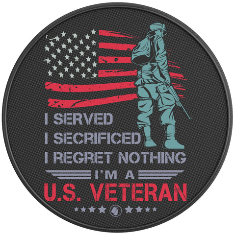 AMERICAN FLAG VETERAN SOLDIER BLACK CARBON FIBER TIRE COVER